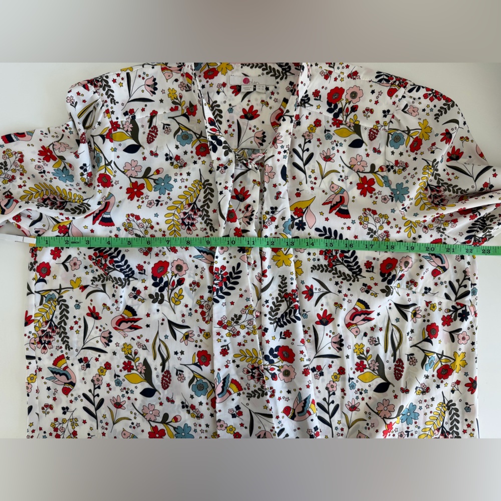 Boden Multicolor Floral/Bird Long Sleeve Blouse & Midi Skirt Set Size 12 - Picture 10 of 16